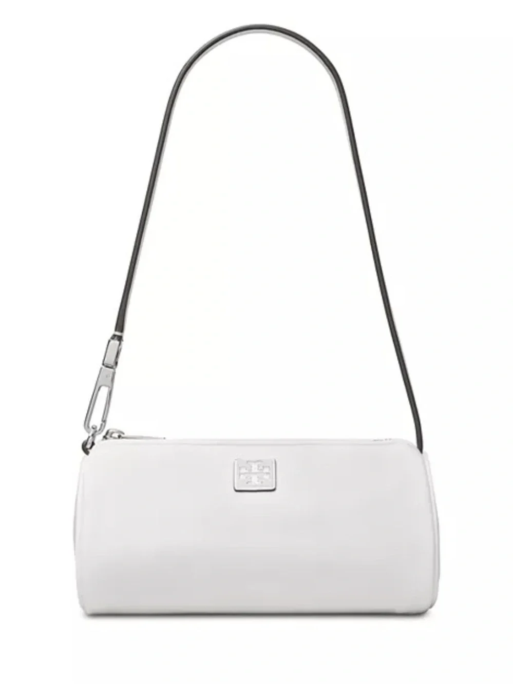 Tory Burch White Cylinder Shoulder Bag with Black Strap